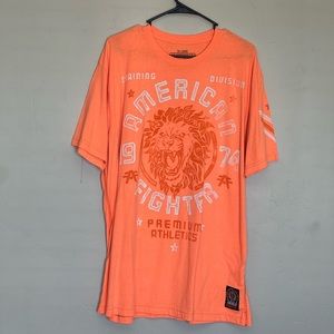 American Fighter Graphic T-Shirt! Men’s XXL. Orange w/Graphics.